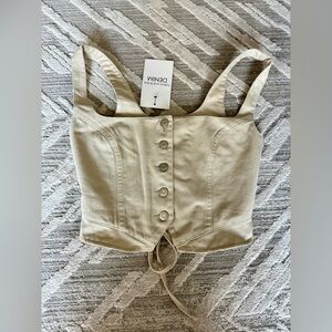 Naked Wardrobe Cream Sleeveless Bustier Crop Top